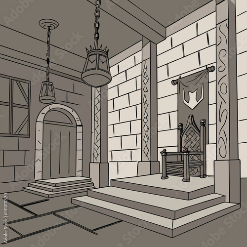 sketch of a house with mosque 