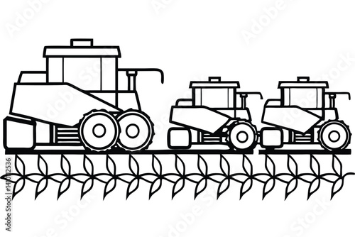 combine harvester wi line art printable wall decor