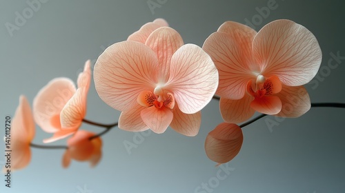 Peach orchids soft focus closeup