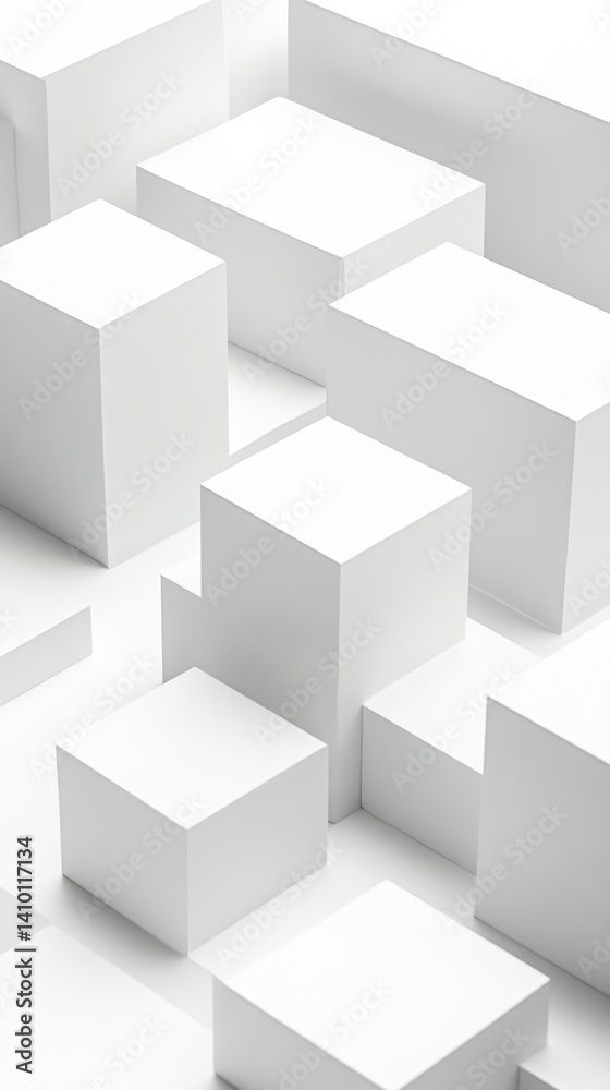 Abstract White Cube Composition: A Minimalist 3D Geometric Design Abstract White Cube Composition: A Minimalist 3D Geometric Design