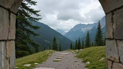 Stone Archway Mountain Vista Trail Scenic View Travel Adventure