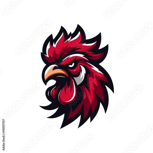 angry rooster mascot logo vector illustration