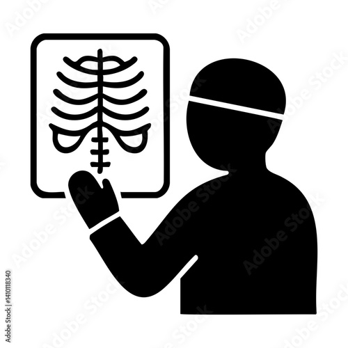 Silhouette Icon of Doctor Analyzing Chest X-ray