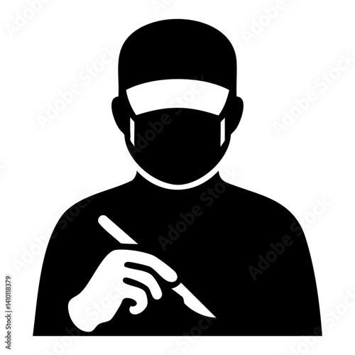 Silhouette Icon of Surgeon with Scalpel
