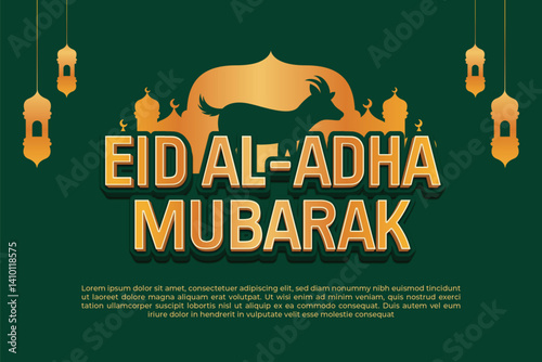 Eid alAdha Mubarak A Golden Celebration on a Green Background