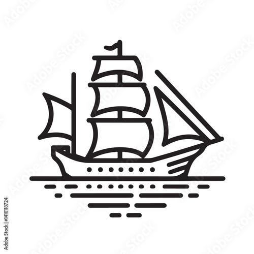 vector illustration of a ship