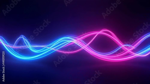 Vibrant Pink and Blue Neon Waves Abstract Background Video Preview