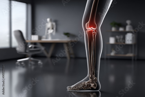 Knee Joint Pain and Anatomy Visualization in a Medical Office 