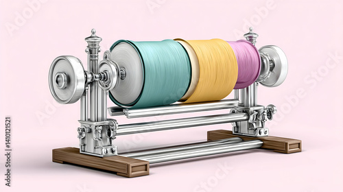 Silver thread winder with pastel spools