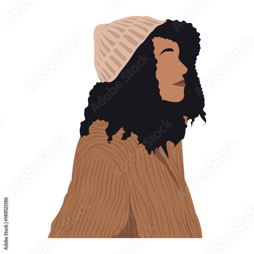 african american black woman winter cloth beanie hat