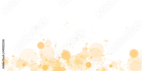 Experience a captivating gold bokeh effect with luminous orbs and sparkles, perfect for various backgrounds