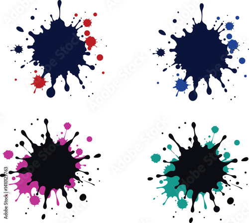 ink splatters or blood color splash vector