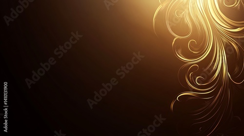 Elegant Golden Swirls on Dark Brown Background