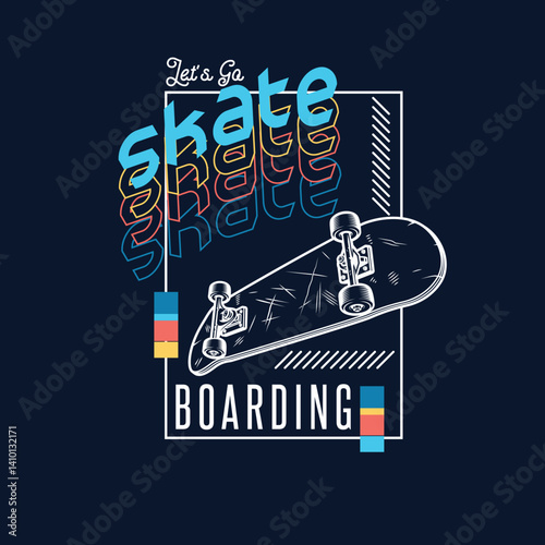 Skate Boarding typography colourful t shirt prints