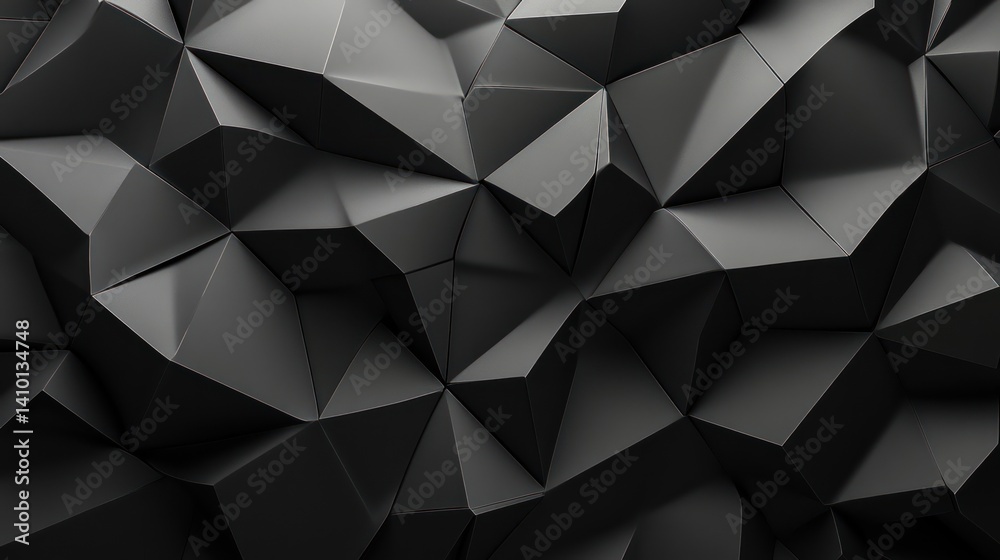 Abstract geometric pattern of dark gray, multifaceted triangles. Abstract geometric pattern of dark gray, multifaceted triangles.