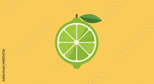 Vibrant Lime Illustration: A fresh, juicy lime, showcasing its succulent interior and natural appeal, against a bright, inviting backdrop. 