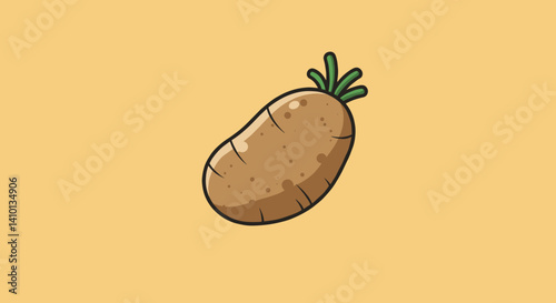 Freshly Harvested Potato: An appealing illustration of a single, freshly harvested potato, presented in a clean and inviting style.