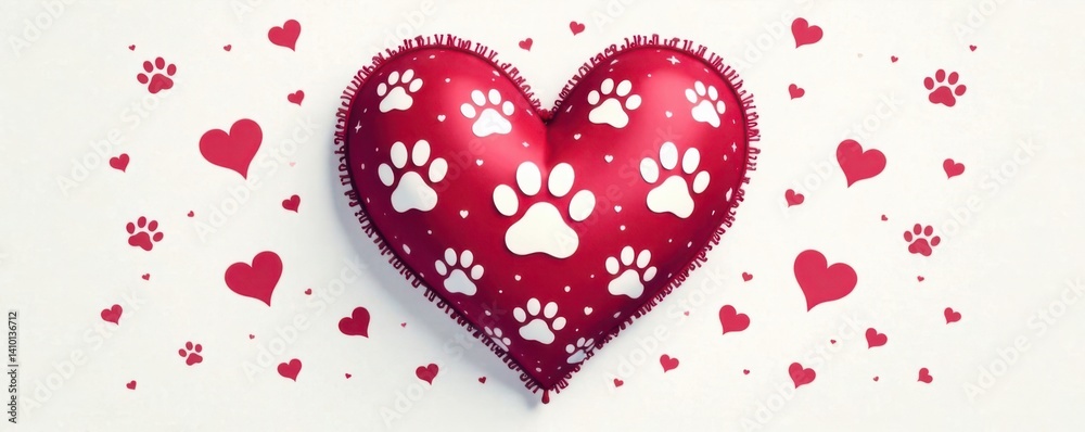 Isolated dog paw print vector heart scarf design, animal designs, unique accessories Isolated dog paw print vector heart scarf design, animal designs, unique accessories