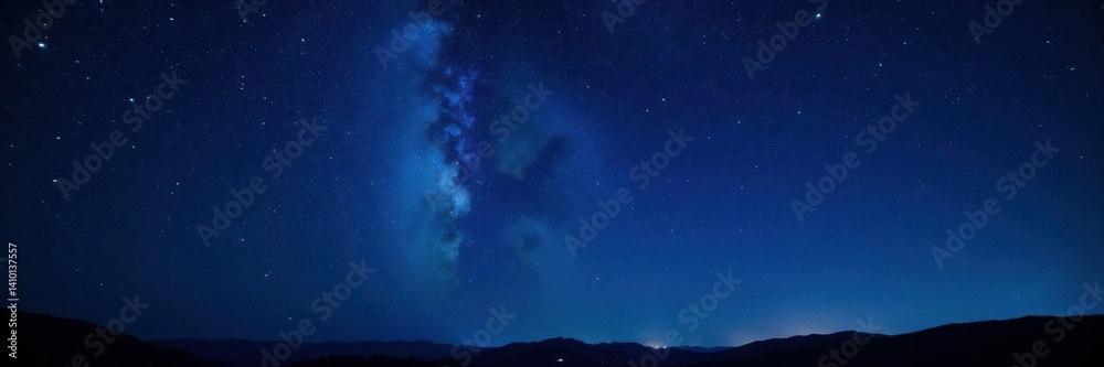 Fototapeta premium Starry night sky with twinkling stars on dark background, cosmos, celestial bodies