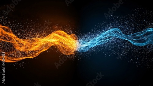 Abstract visual of energy release from splitting molecular chains in biofuels, with thermal gradient backdrop