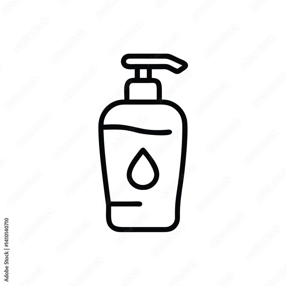 Fototapeta premium Hand Sanitizer Bottle Outline Icon For Hygiene And Healthcare Illustrations