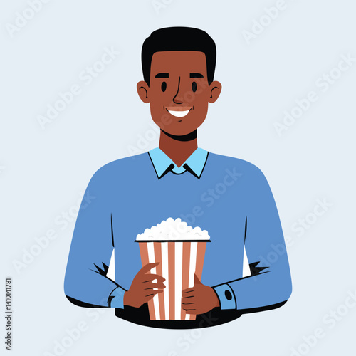 Man Watching Movie, flat style vector illustration