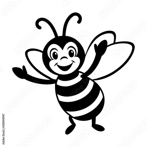 bee smiling silhouette illustration, icon