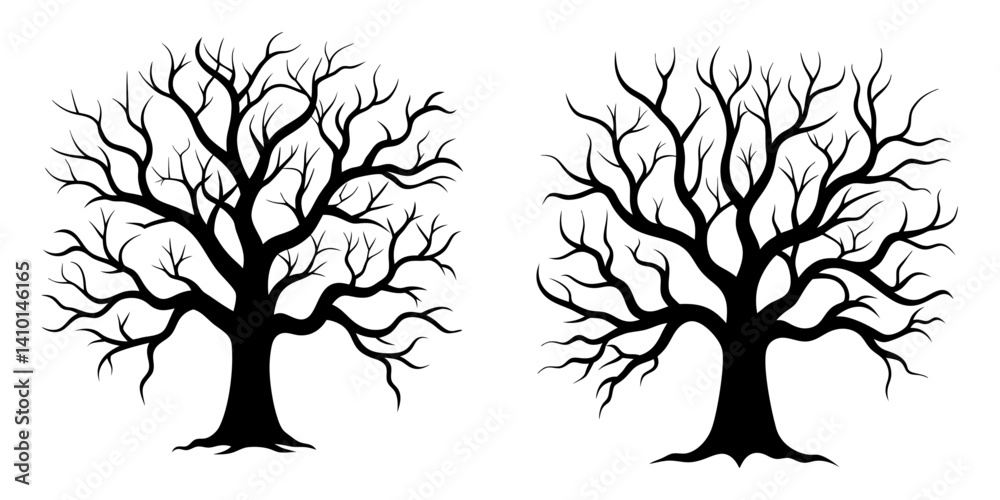 Fototapeta premium Halloween bare tree Silhouette isolated on white background