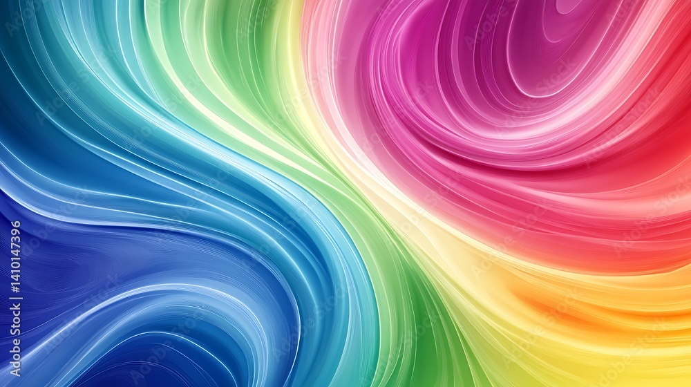 Obraz premium Abstract Rainbow Swirls Colorful Wave Pattern Design