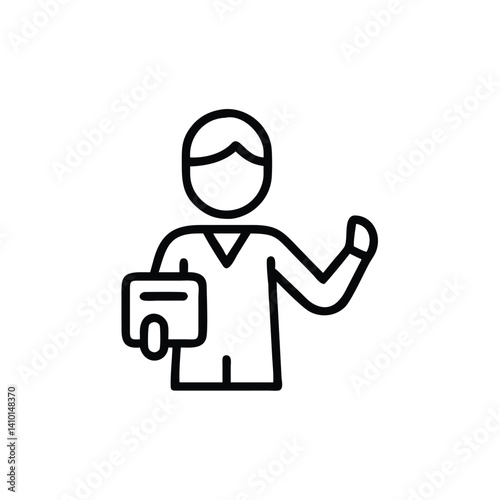 Person Presenting Information, Simple Icon, Line Art, Minimalist Design, Vector Graphic, Business, C