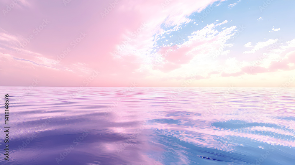 pastel ocean stretching infinitely, reflecting a sky with gentle pink and lavender hues pastel ocean stretching infinitely, reflecting a sky with gentle pink and lavender hues