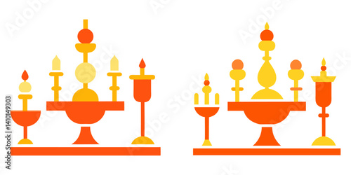 set of candles, Elegant table decorations on a white background.