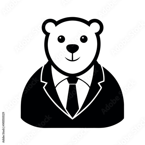 Polar bear in a suit, a fun and professional illustration.