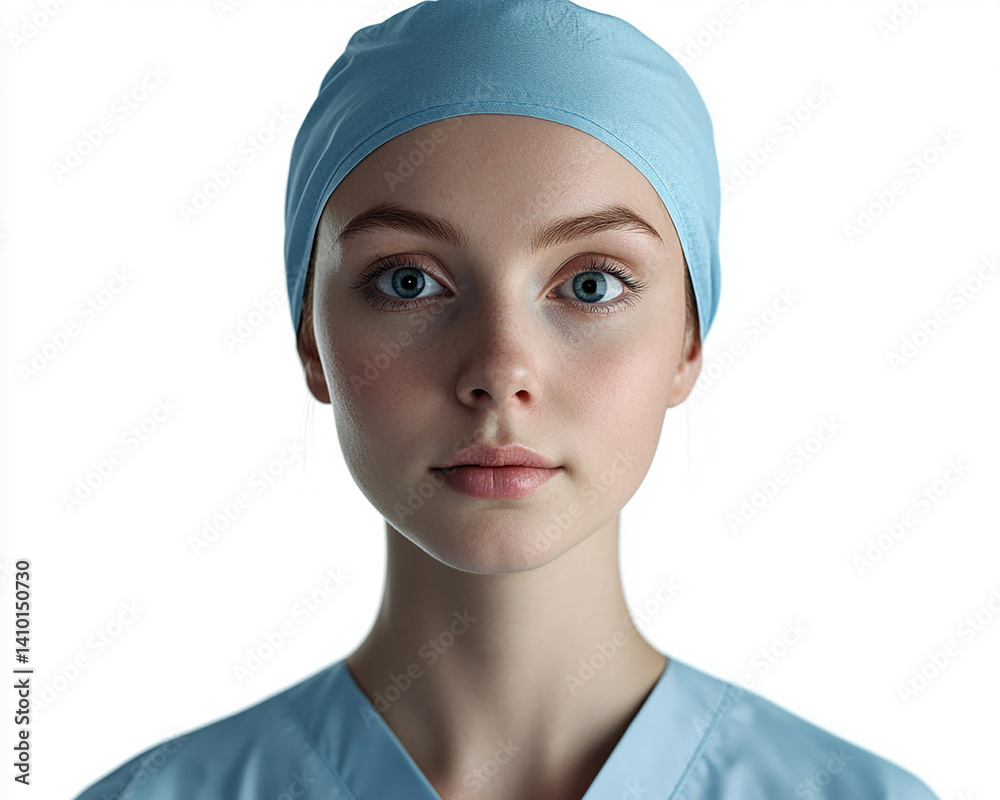 Beautiful woman close-up, doctor nurse care portrait close-up