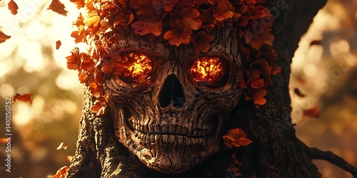 Skull in Autumn Tree