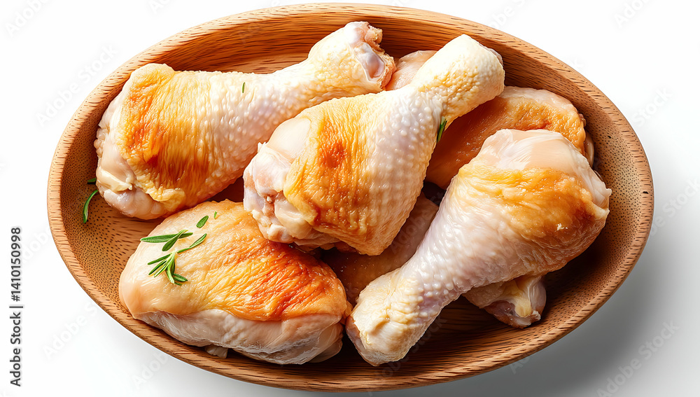 A close-up view of deliciously cooked chicken drumsticks served on a wooden plate, highlighting their golden-brown texture and garnished with herbs. A close-up view of deliciously cooked chicken drumsticks served on a wooden plate, highlighting their golden-brown texture and garnished with herbs.