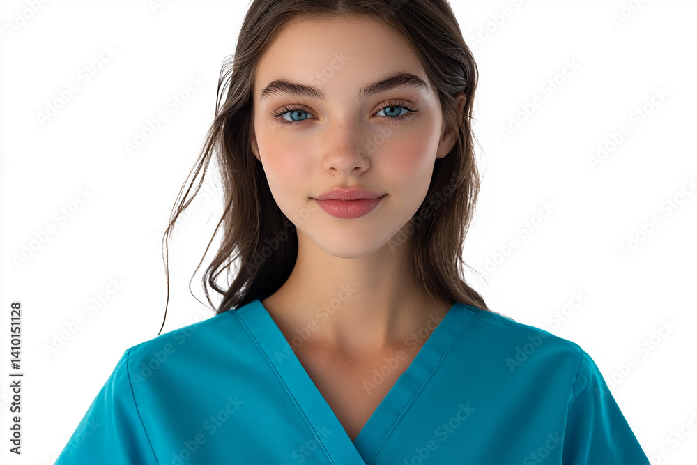 Beautiful woman close-up, doctor nurse care portrait close-up Beautiful woman close-up, doctor nurse care portrait close-up