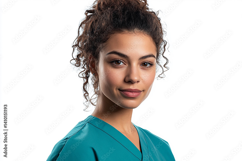 Beautiful woman close-up, doctor nurse care portrait close-up