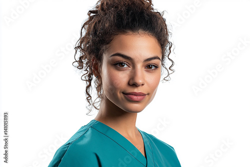 Obraz na płótnie Beautiful woman close-up, doctor nurse care portrait close-up w salonie