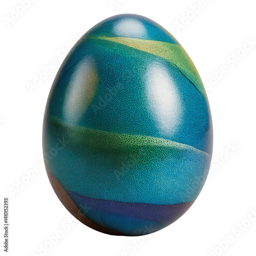 blue and green Easter egg on transparent background