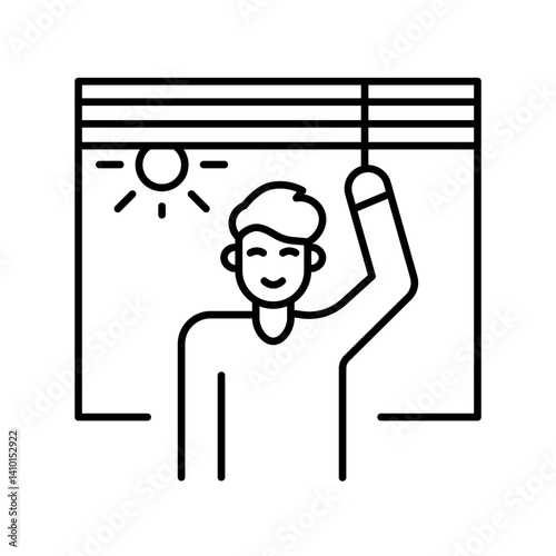 sun therapy black line icon for digital and print projects.