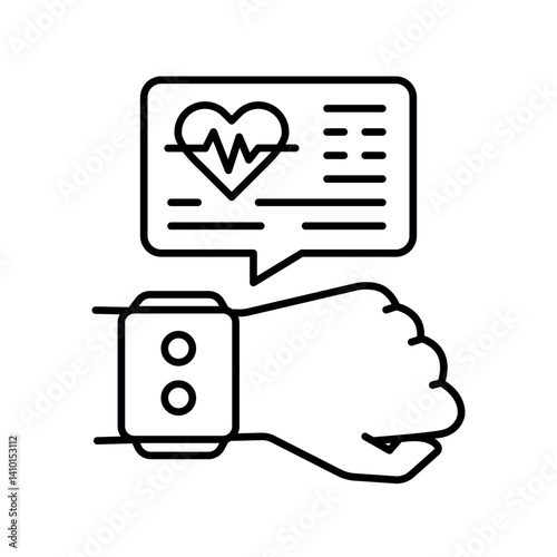 fitness tracker  black line icon for digital and print projects.