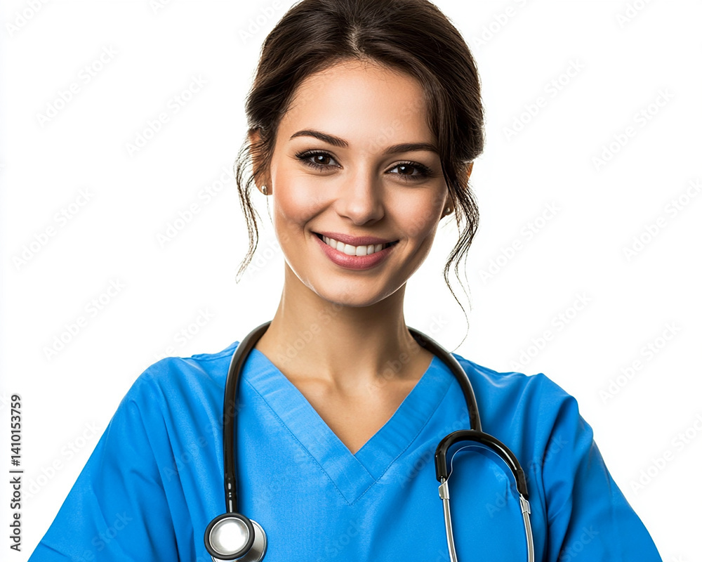 Beautiful woman close-up, doctor nurse care portrait close-up