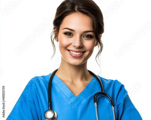 Obraz na płótnie Beautiful woman close-up, doctor nurse care portrait close-up w salonie