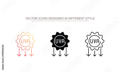 UVA Rays icon design with white background stock illustration