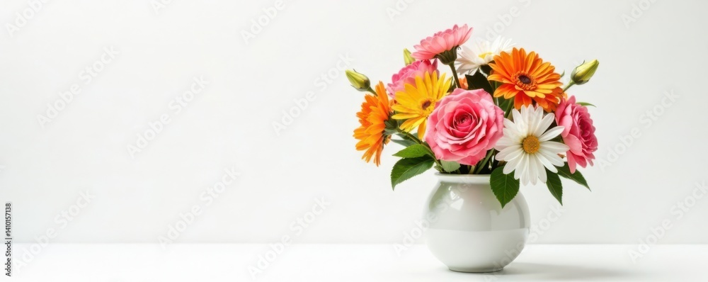 custom made wallpaper toronto digitalVase filled with a variety of colorful flowers on white background, flowers, flowers