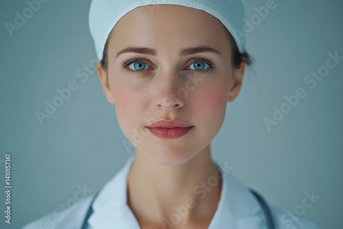 Obraz na płótnie Beautiful woman close-up, doctor nurse care portrait close-up w salonie
