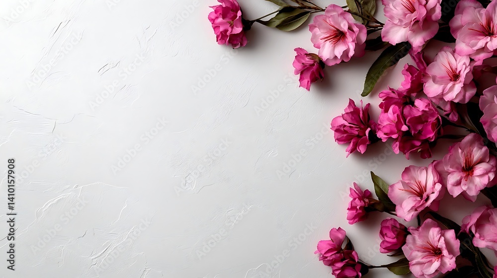 Delicate pink blossoms arranged on a textured backdrop. Delicate pink blossoms arranged on a textured backdrop.