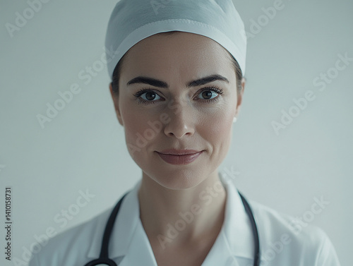 Beautiful woman close-up, doctor nurse care portrait close-up