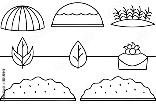 Crop Cover Line Art Enhances Agricultural Productivity Visuals